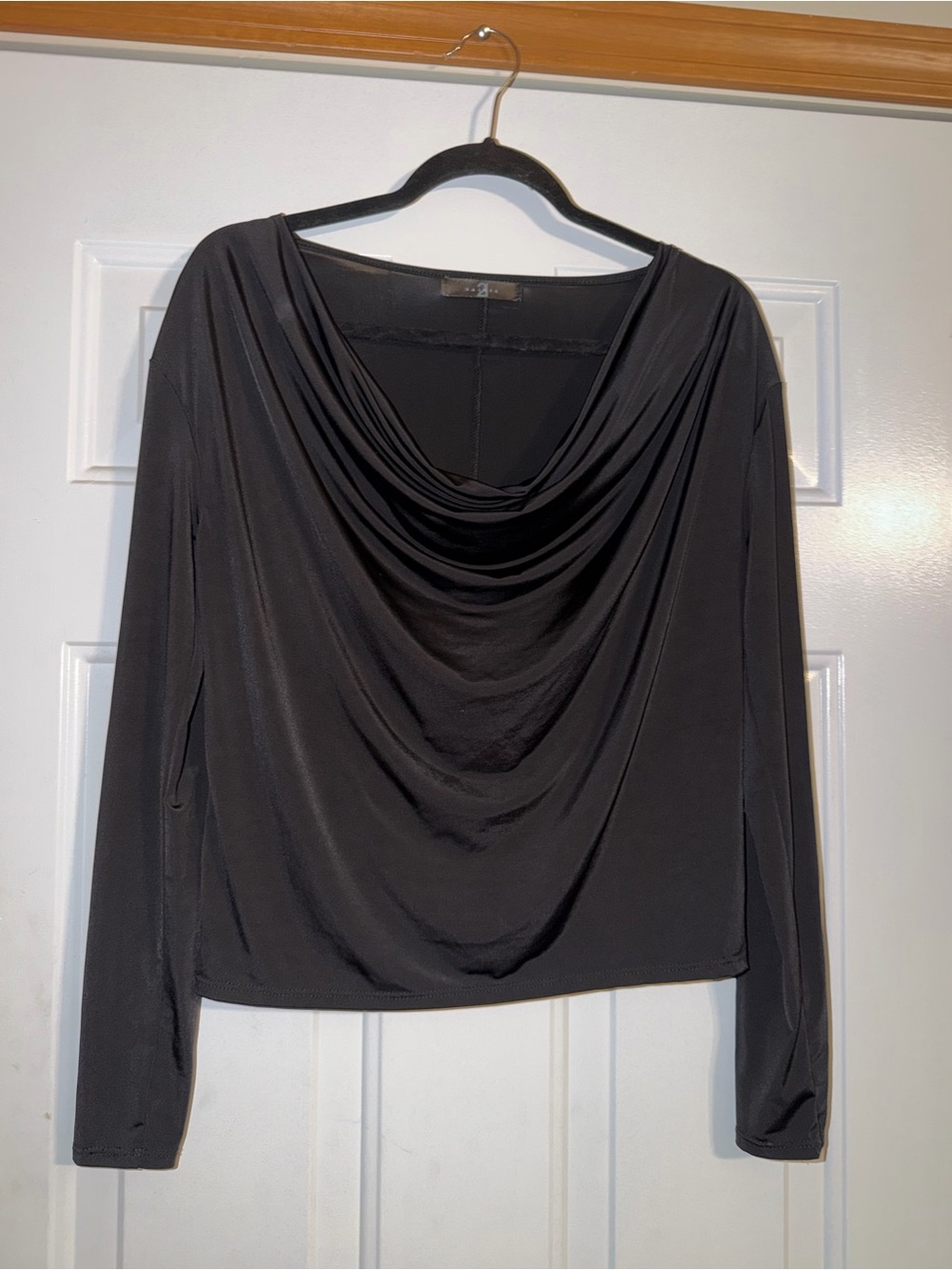 21 Saints Women’s Black Drape Neck Long-Sleeve Top